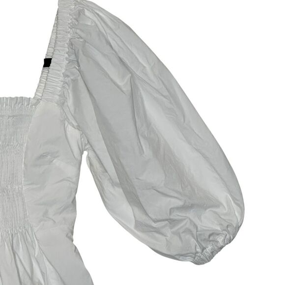 P.A.R.O.S.H Shirred White Puff Sleeve Cotton Blouse | S - Picture 6 of 11